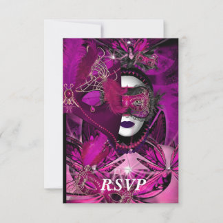 RSVP - Máscara de Mascarada Ball Party Preto-Rosa