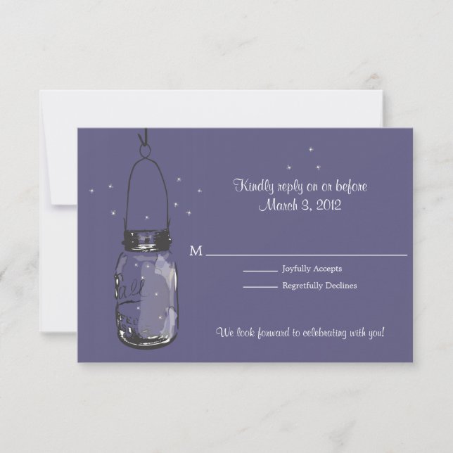 RSVP Mason Jar & Fireflies Casamento (Frente)