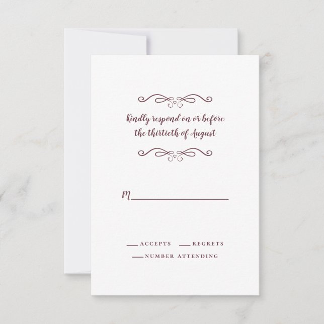 RSVP Minimalista Clássico de Casamento Elegante Bu (Frente)