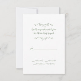 RSVP Minimalista Clássico de Casamento Verde da El
