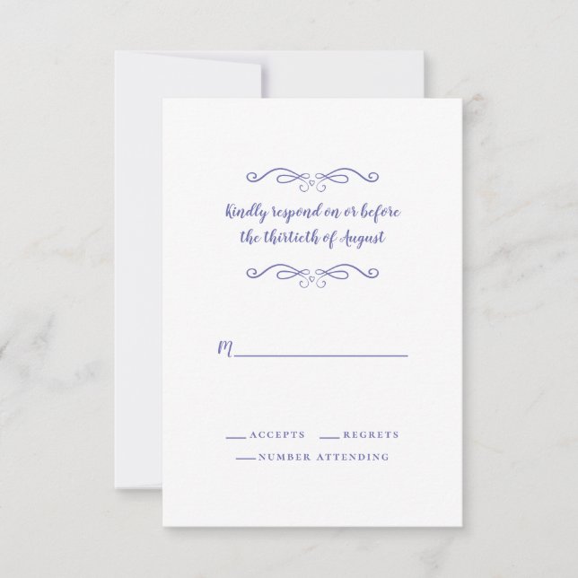 RSVP Minimalista de Casamento Elegante Periwinkle  (Frente)