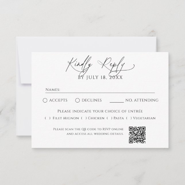 RSVP Minimalista Tradicional com Código QR (Frente)