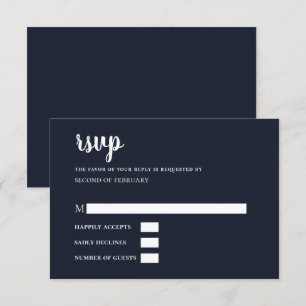 RSVP Moderno de Caligrafia Simples do marinho