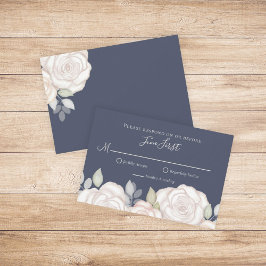 RSVP Moderno Elegante Minimalista Azul Floral Míni