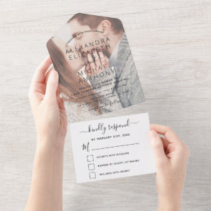 RSVP Moderno Simples de Casamento de Fotos Transpa