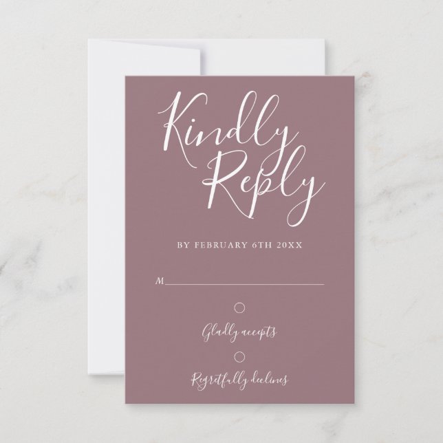 RSVP Moderno Simples de Script de Assinatura Mauve (Frente)