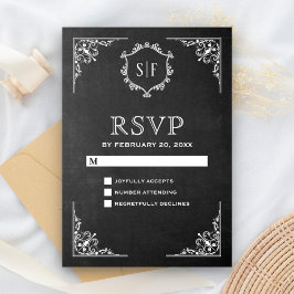 RSVP Monograma Ornamentado Quadro Negro