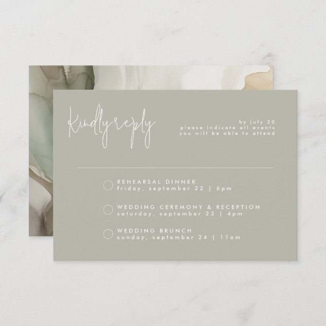 RSVP Multievento Verde do Abstrato moderno (Frente/Verso)