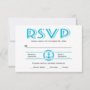 RSVP Náutico Azul Turquesa Âncora de Navio Praia