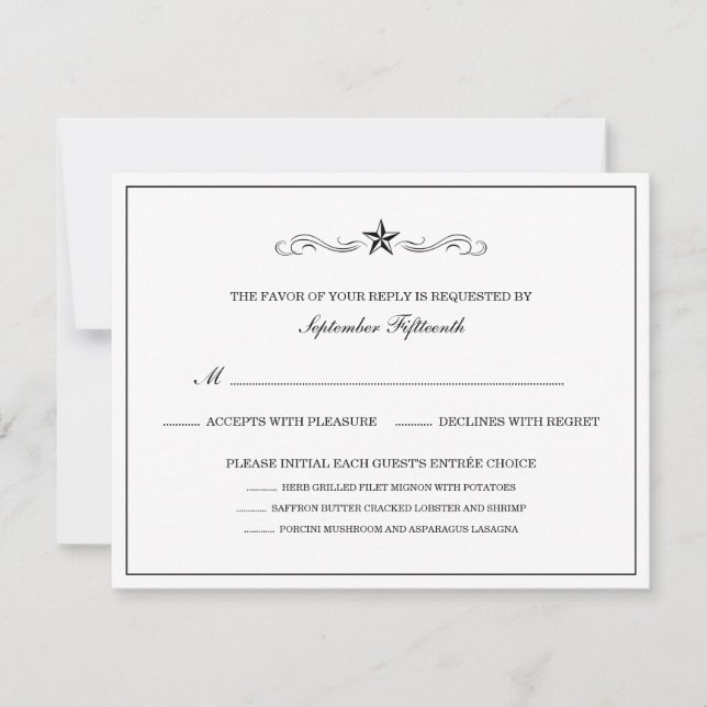 RSVP Ocidental Branco e Preto (COM ITENS DE MENU) (Frente)