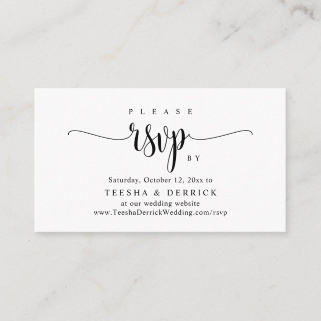 RSVP Online de Convite de Casamento, Script de Cal (Frente)