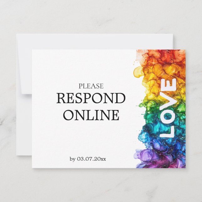 🌈 RSVP Online LGBTQ Pintado com Casamento de Amor (Frente)