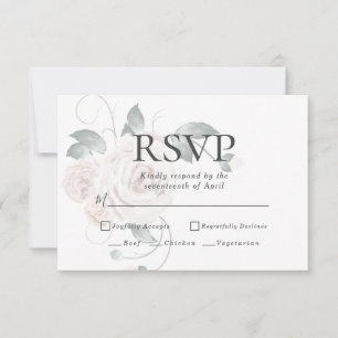 RSVP Opções de Menu Aquarela Rosas Beige Empoeir