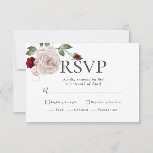 RSVP   Opções de Menu Aquarela Rosas empoeiradas B
