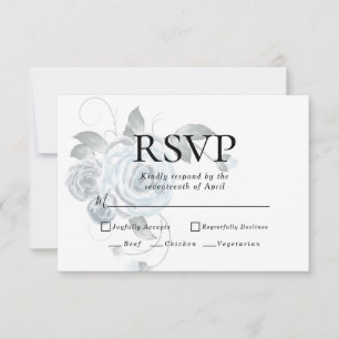 RSVP Opções de Menu Floral Aquarela Azul Poeiren