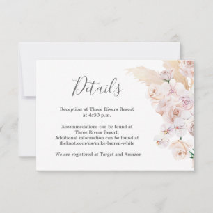 RSVP Pampas Grass - Detalhes do cartão de casamento