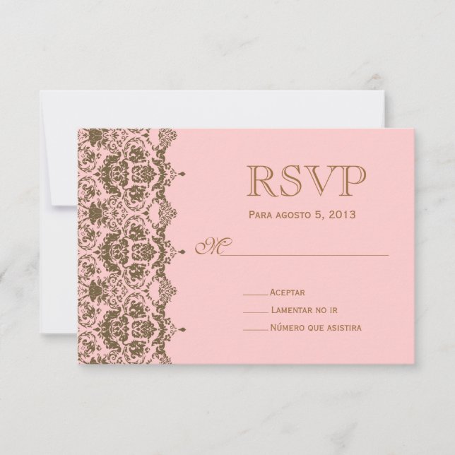 RSVP para boda en español / Rsvp Casado (Frente)