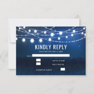 RSVP para Casamento com Luzes Noturnas Azuis Moder