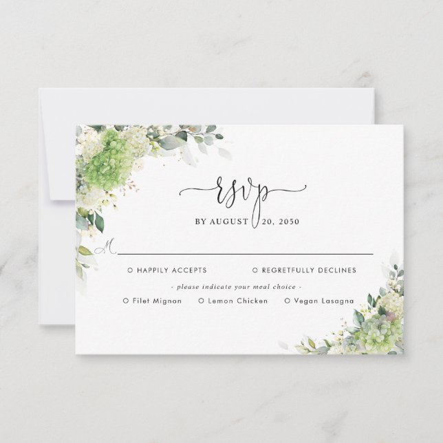 RSVP para Casamento de Hortênsias Florais com Esco (Frente)