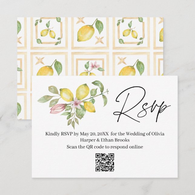 RSVP para Casamento de Verão com Flor de Limão (Frente/Verso)
