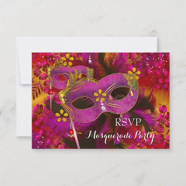 RSVP Partido Mascarada de Máscara Floral Dourada R (Frente)