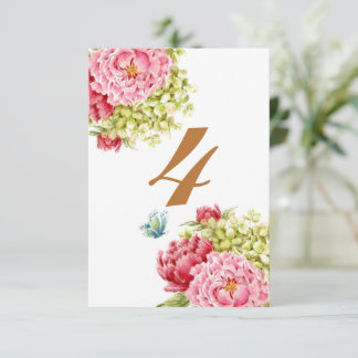 RSVP Peônias e Hortênsias Cartão de Mesa Nº 4