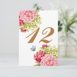 RSVP Peônias Hidrangeia Cartão de Mesa Nº 12