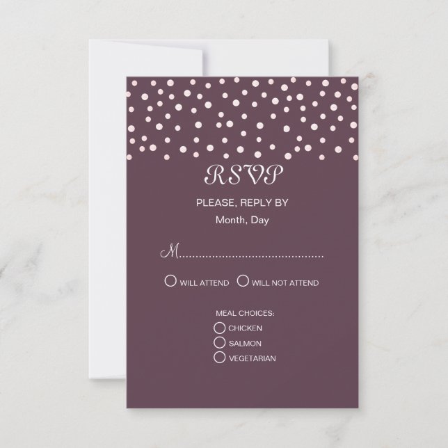 RSVP Pérolas Chiques no Cartão de Casamento Cassis (Frente)