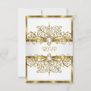 RSVP Pérolas Ouro Branco Festa de Aniversário Eleg
