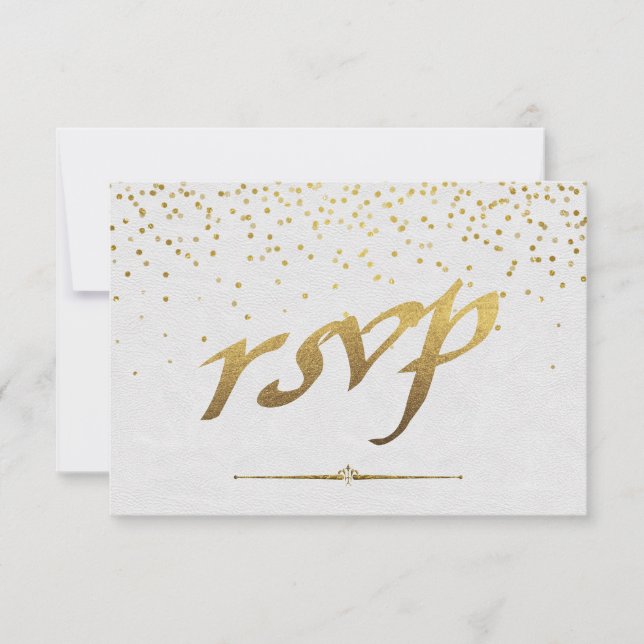 RSVP Personalizado de Casamento de Folha Real Gold (Frente)