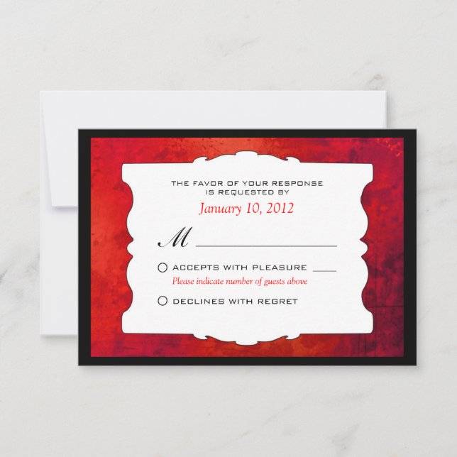 RSVP Personalizado de Casamento Gótico Vermelho Di (Frente)