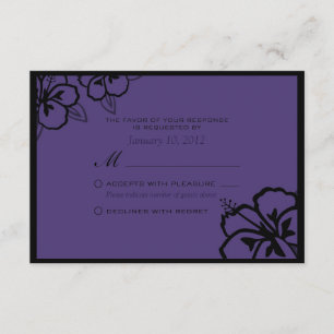 RSVP Personalizado de Flor do Hibiscus Roxo e Pret