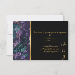 RSVP PERSONALIZADO DE ROSA DE GARDEN NEGRO DOURADO