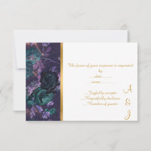 RSVP PERSONALIZADO DE ROSA DE GARDEN NEGRO DOURADO