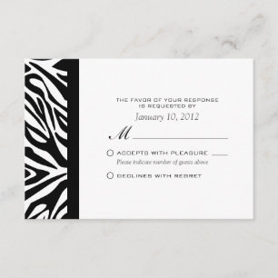 RSVP Personalizado Elegante de Zebra Negra e Branc