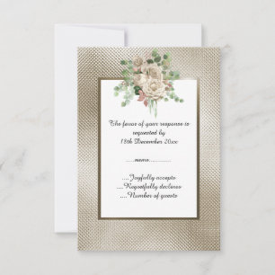RSVP PERSONALIZADO FLORAL BRANCO COM BRONZE METÁLI