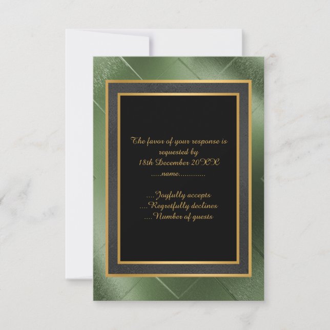 RSVP PERSONALIZADO INCORPORADO DOURADO VERDE NEGRO (Frente)