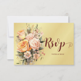 RSVP Pêssego Russo e Cartão RSPV para Casamento de Flor