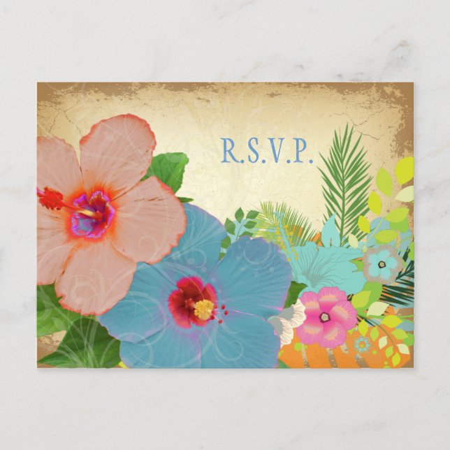 RSVP PixDezines, hibiscus, requer convites 5x7 (Frente)