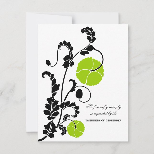 RSVP/Placas de Resposta de Casamento Poppy Elegant (Frente)