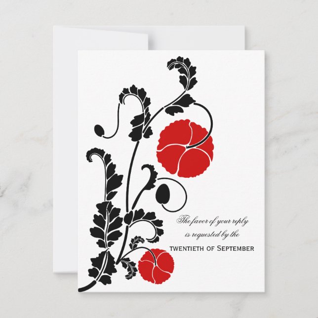RSVP/Placas de Resposta de Casamento Vermelho Eleg (Frente)