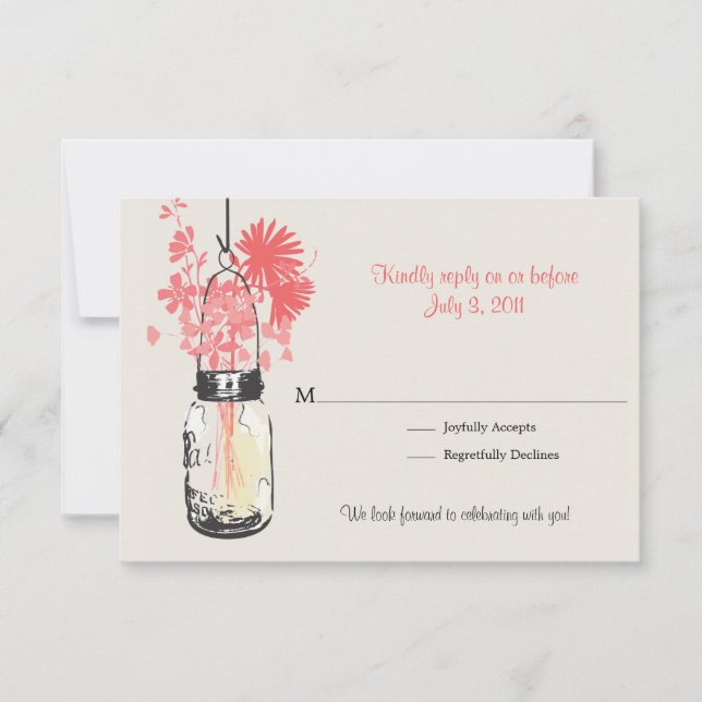 RSVP Pote de Pedra & Flores Silvestres Casamento (Frente)