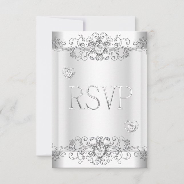 RSVP Prata Coração de Diamante Branco (Frente)