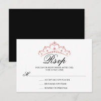 RSVP Preto Branco Rosa Espanhol Quinceañera Quince