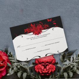 RSVP Preto e Branco do Coração rosa vermelha