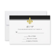 RSVP Preto e Branco do Fleur de Lis Dourado Elegan