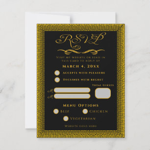 RSVP Preto e dourado com elementos decorativos Cartão