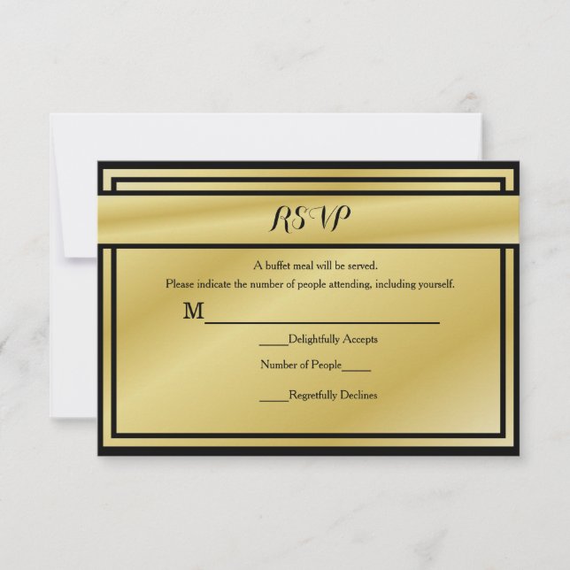 RSVP Preto e Dourado do 50º Aniversário para Buffe (Frente)