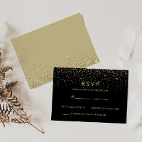RSVP Preto Elegante Brilho Dourado
