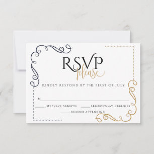 RSVP   Preto moderno e mínimo Dourado